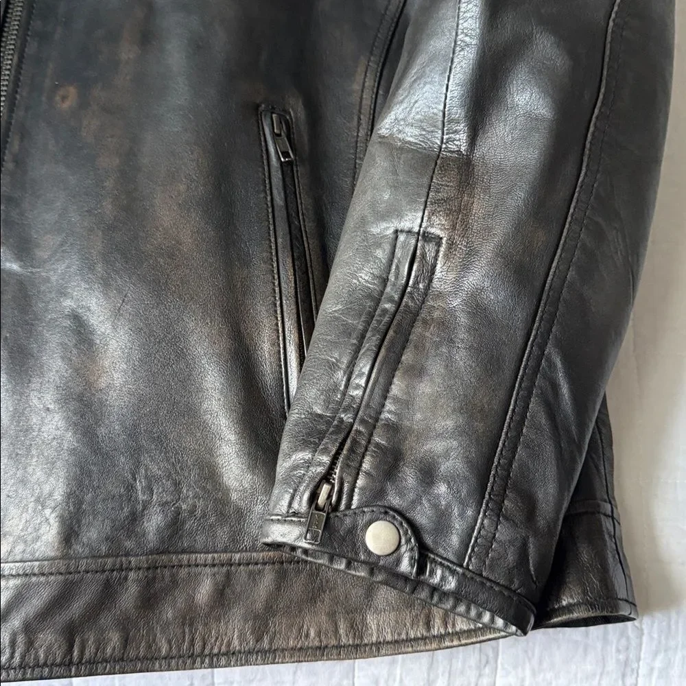 First Classics Men’s Black Leather Motorcycle Jacket XXL Authentic Riding Gear